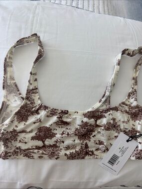 WeWoreWhat Brown Toile Bralette on Cream NWT